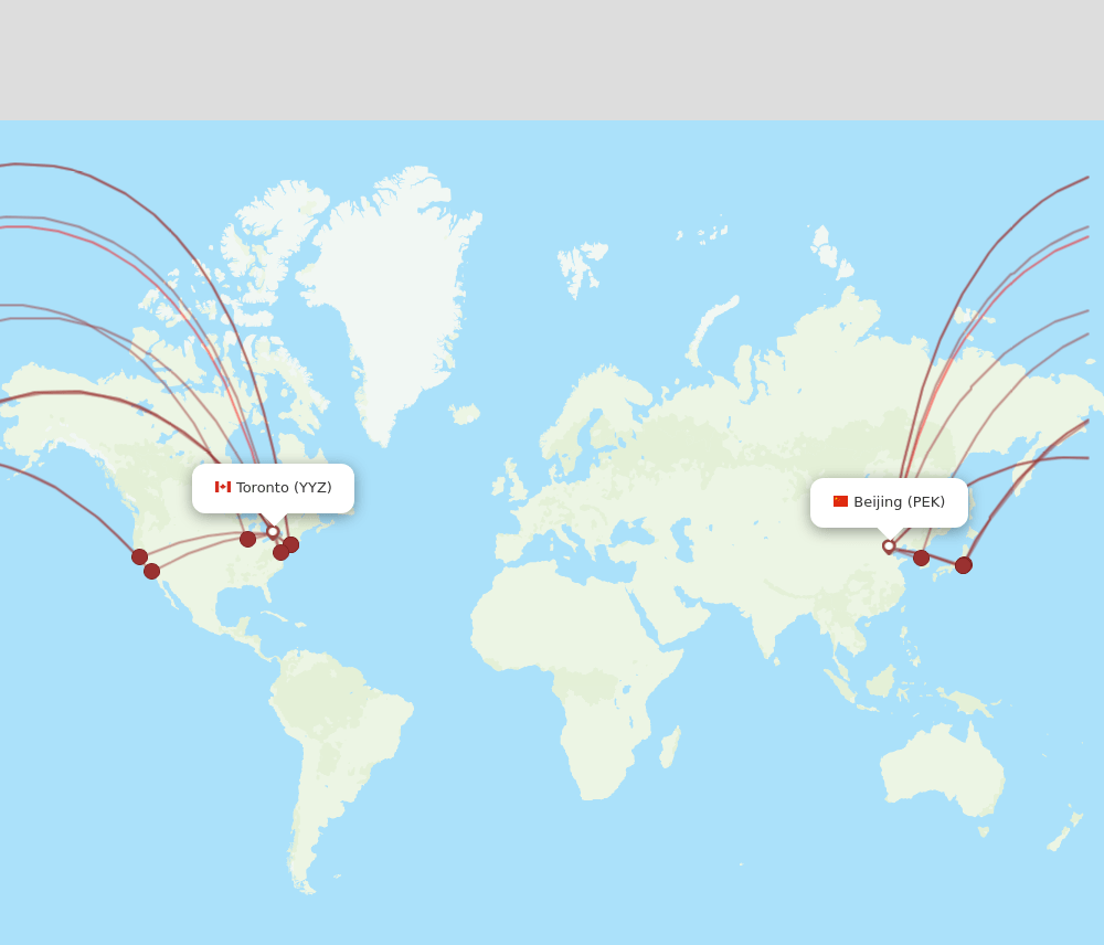 PEK-YYZ flight routes