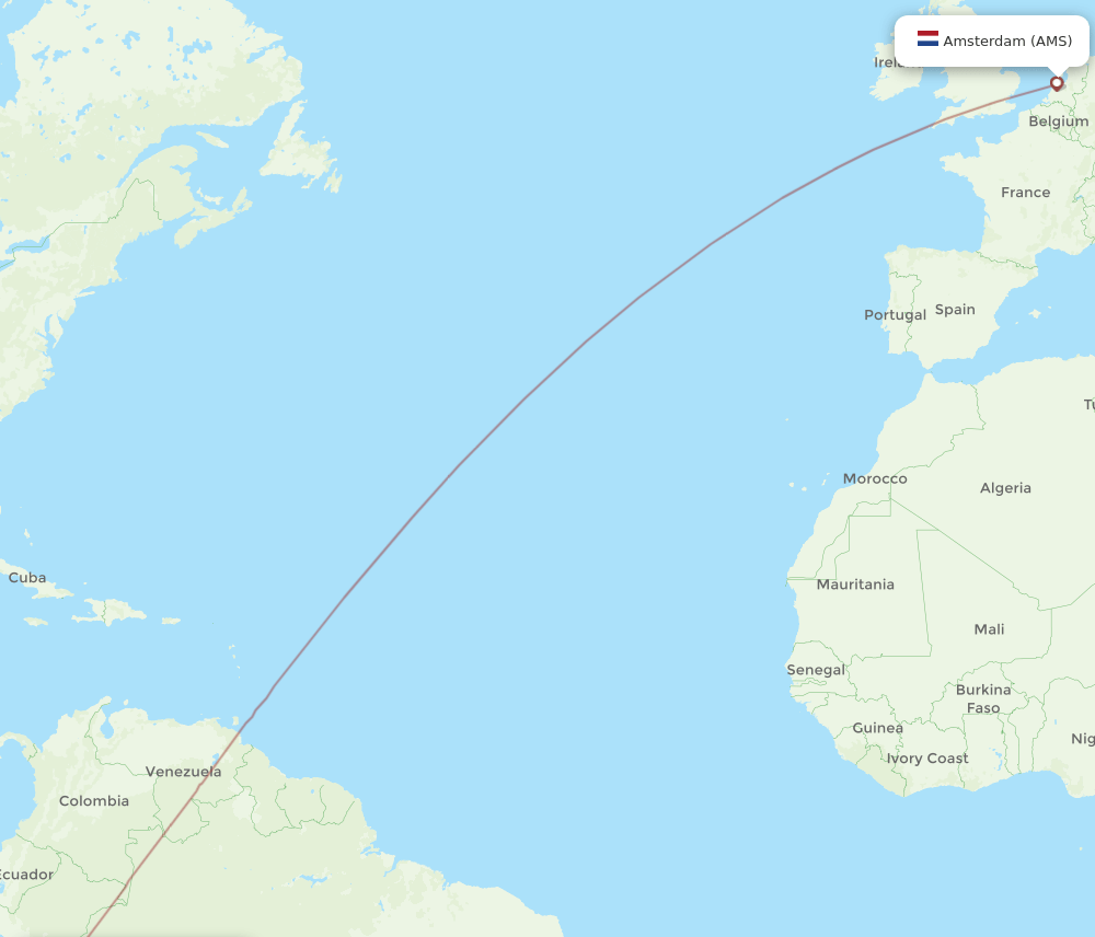 PEM-AMS flight routes
