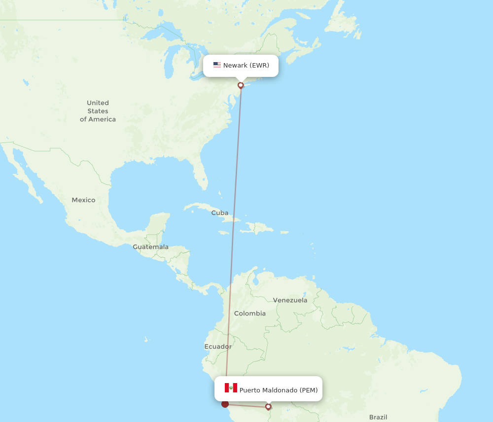 PEM-EWR flight routes