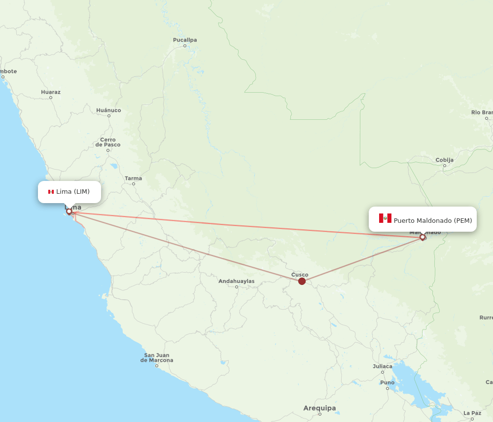 PEM to LIM flights and routes map