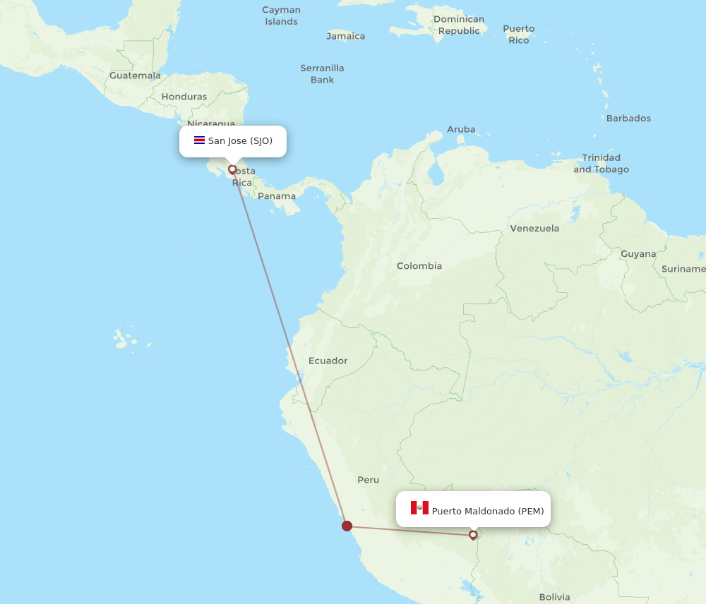 PEM-SJO flight routes