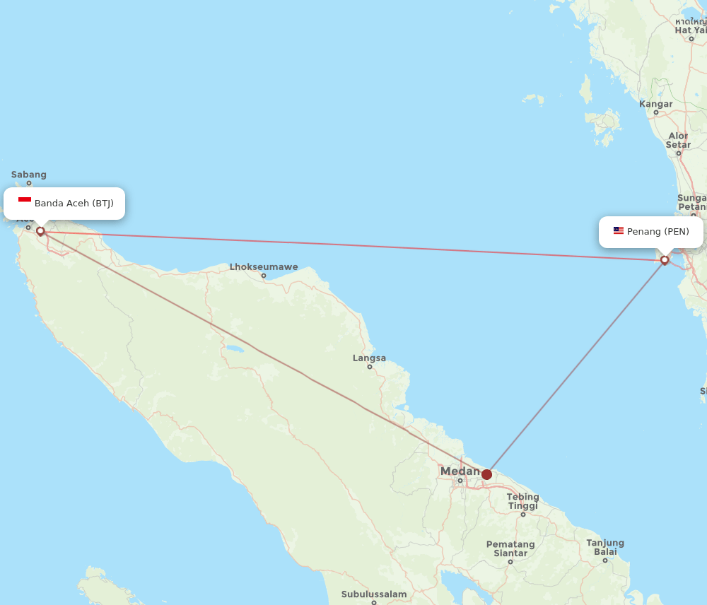 PEN to BTJ flights and routes map