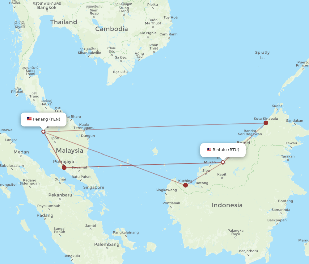 PEN-BTU flight routes