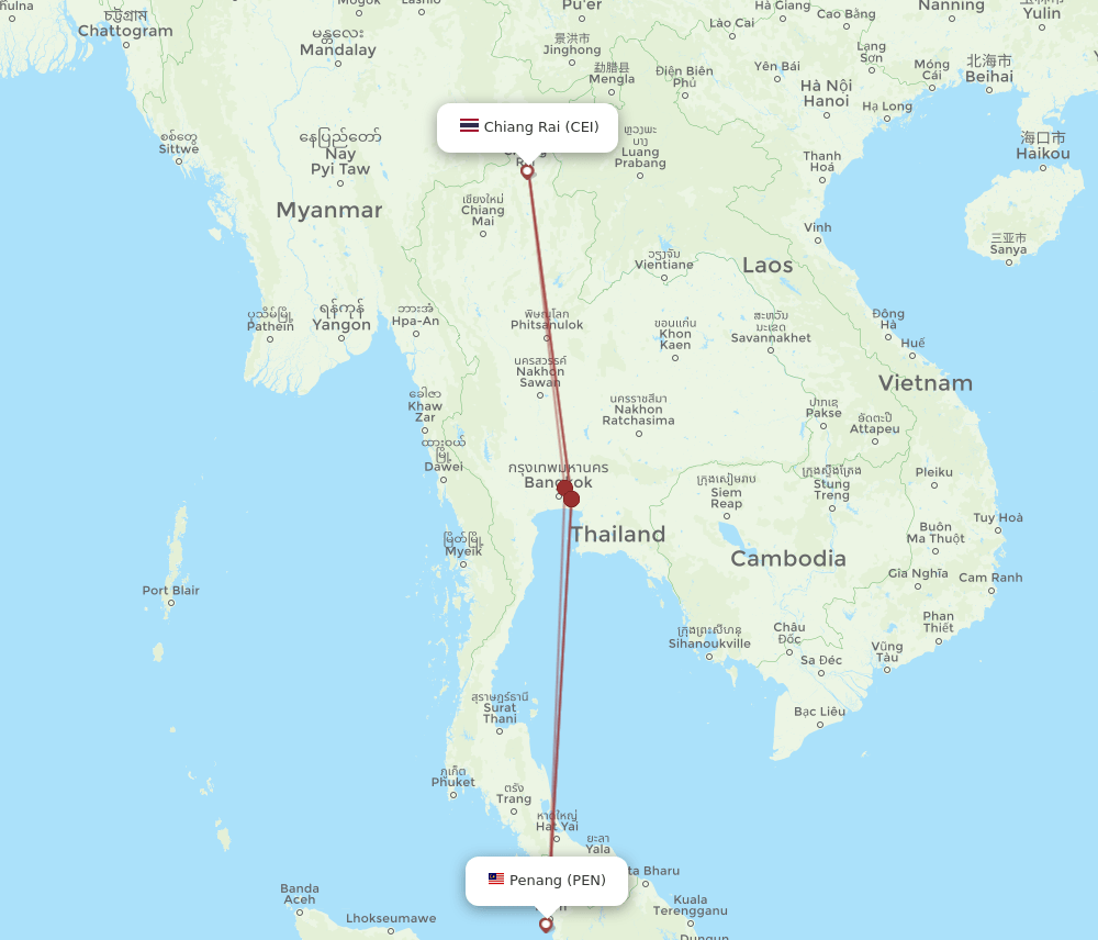 PEN-CEI flight routes