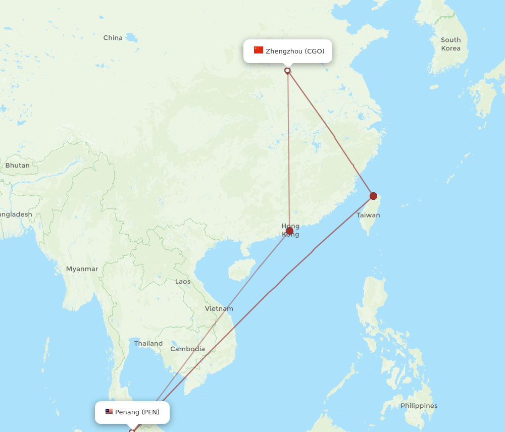 PEN-CGO flight routes