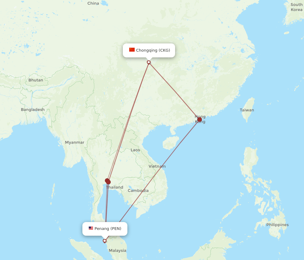 PEN-CKG flight routes
