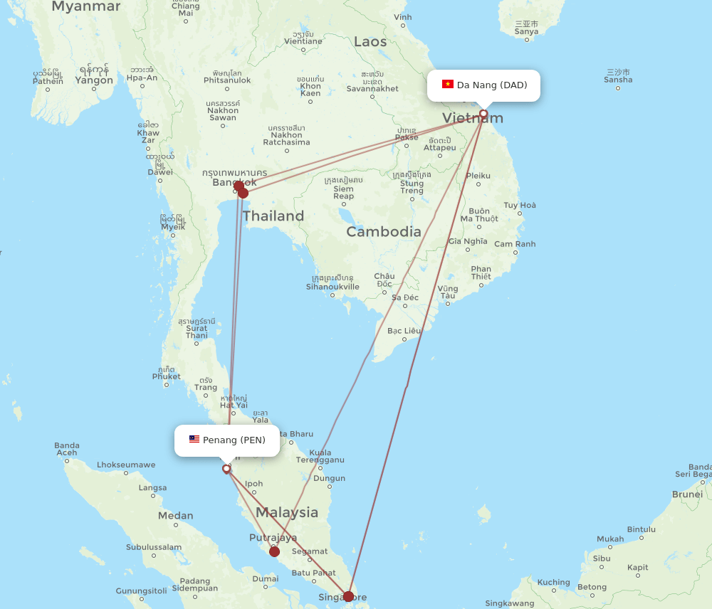 PEN to DAD flights and routes map