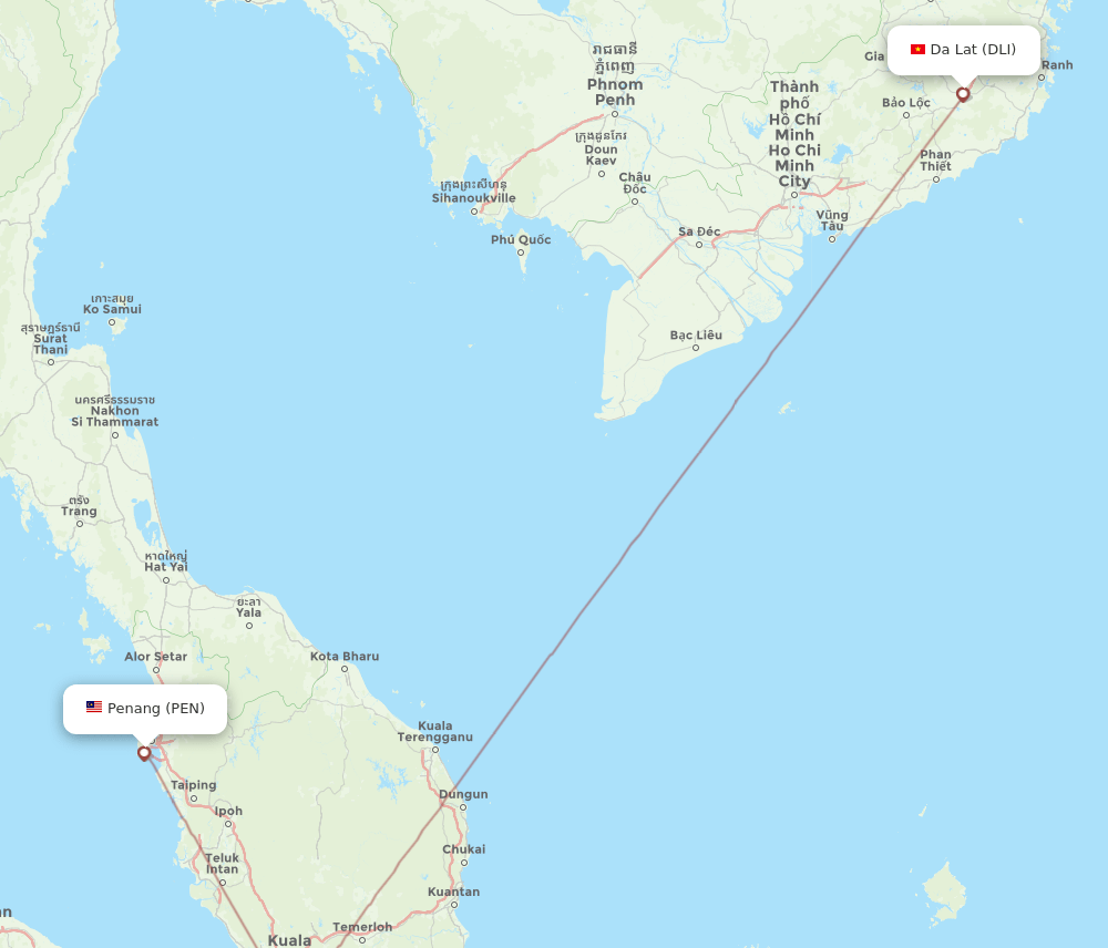 PEN-DLI flight routes