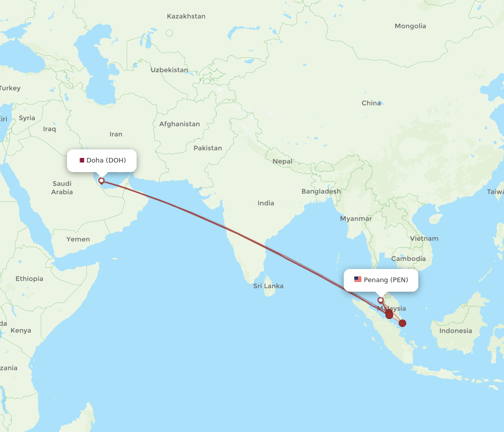PEN-DOH flight routes