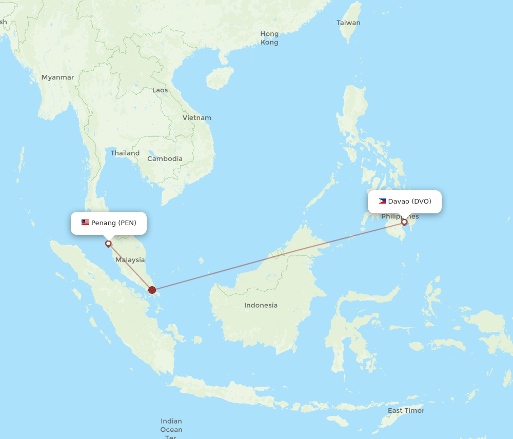 PEN-DVO flight routes