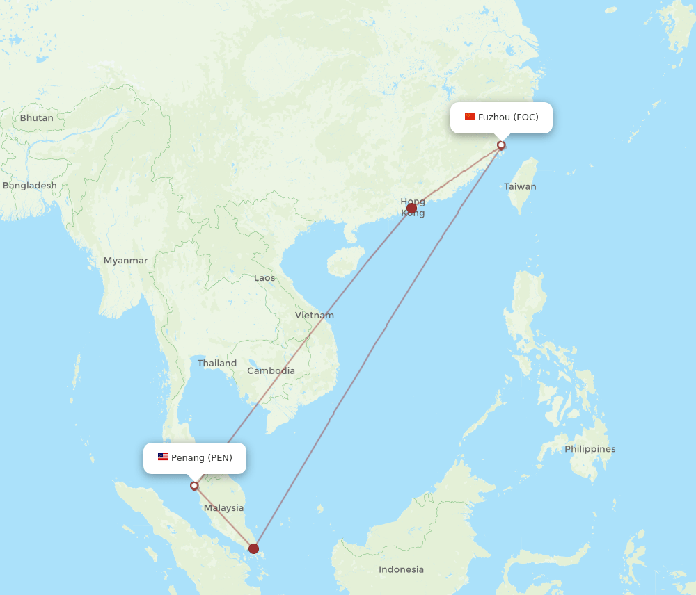 PEN-FOC flight routes
