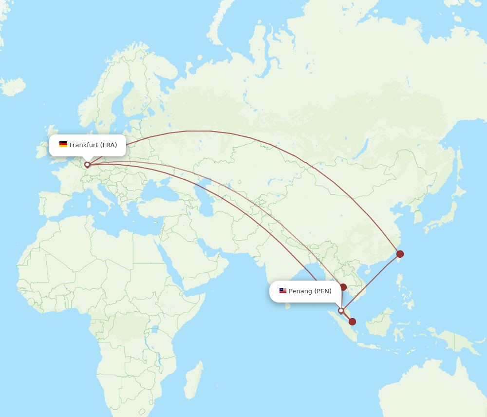 PEN-FRA flight routes