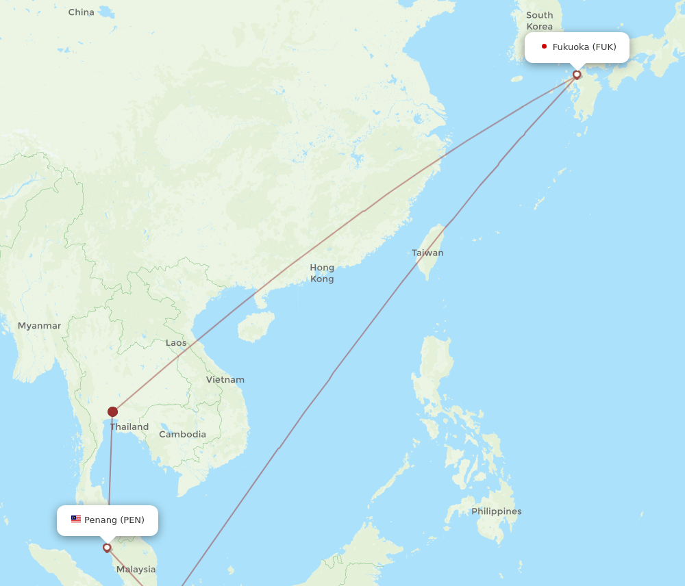 PEN to FUK flights and routes map