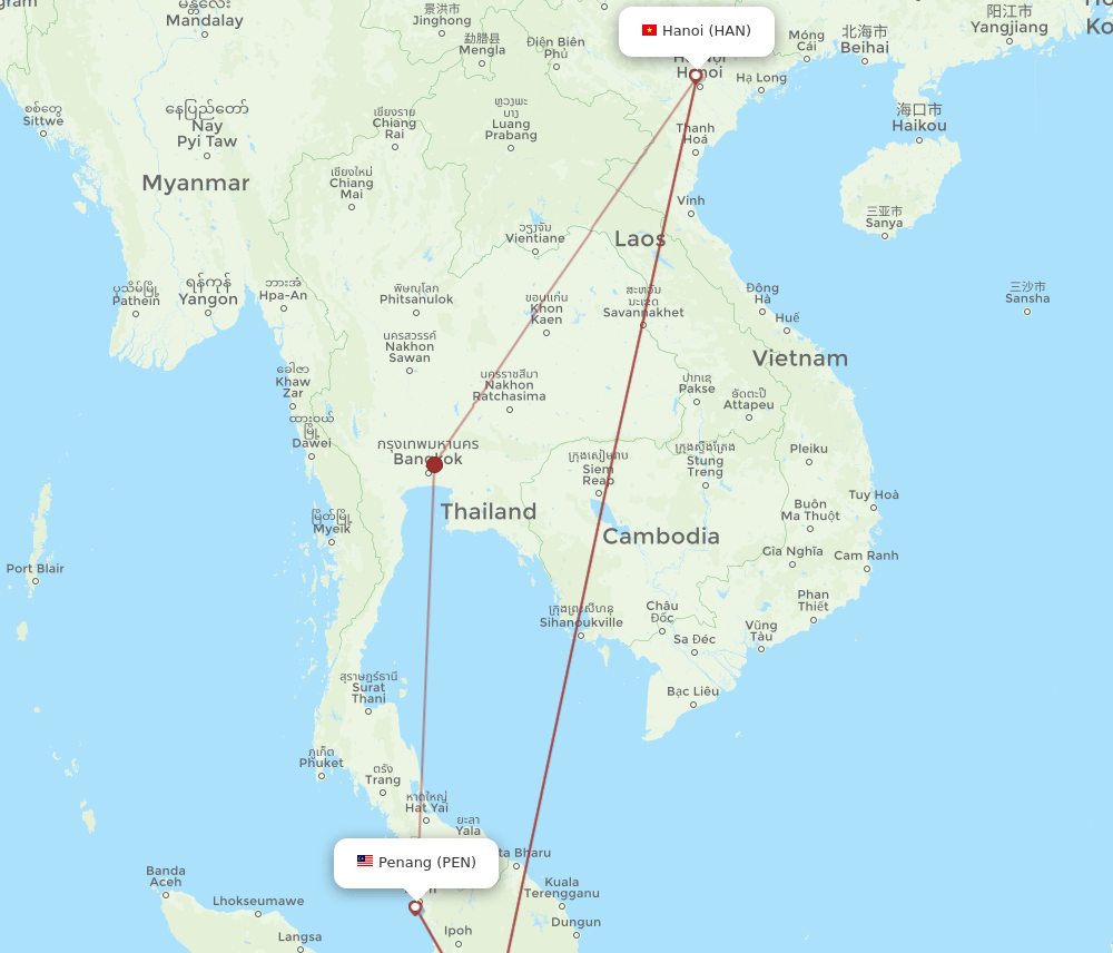 PEN-HAN flight routes