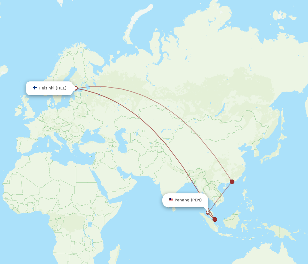 PEN-HEL flight routes