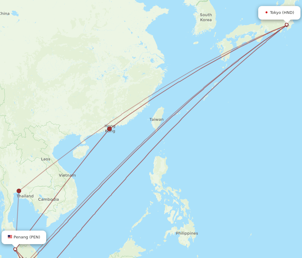 PEN-HND flight routes