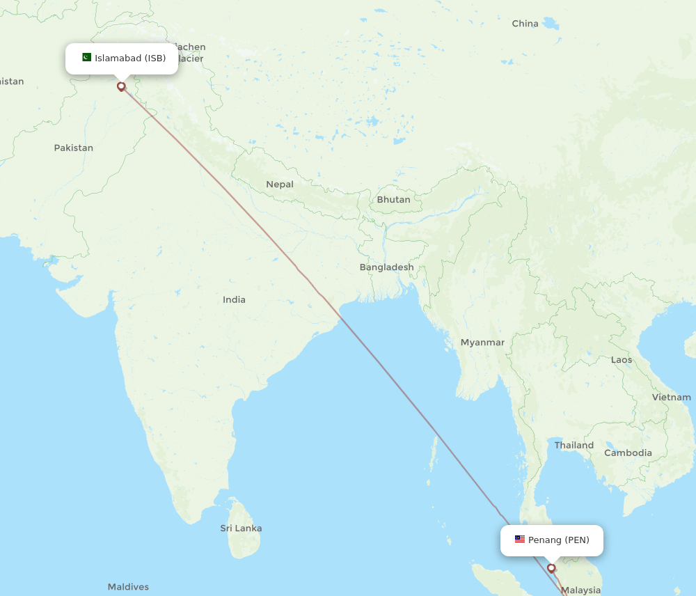 PEN-ISB flight routes