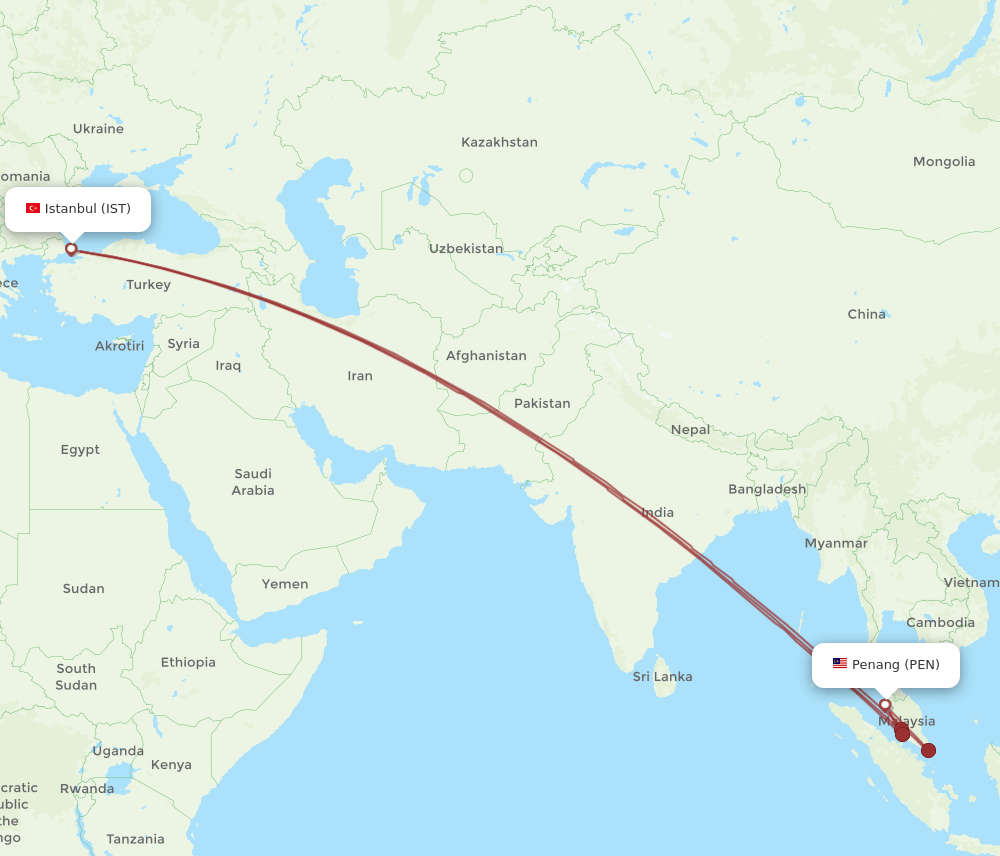 PEN-IST flight routes
