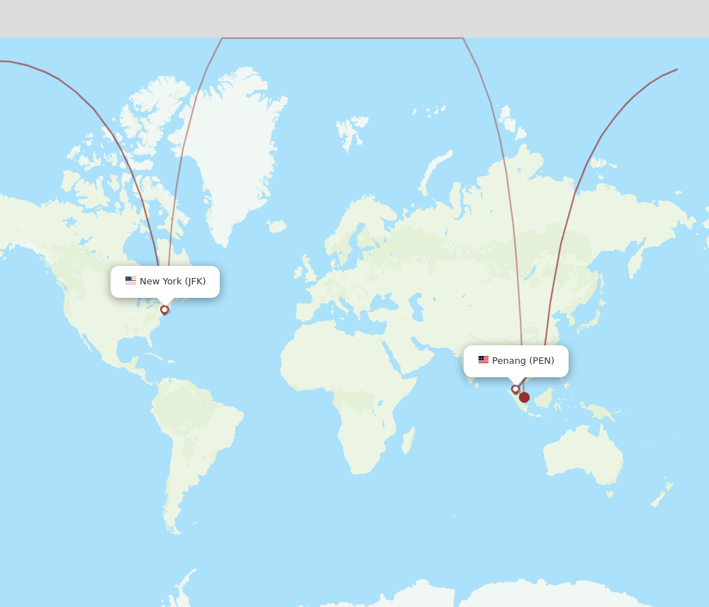 PEN to JFK flights and routes map