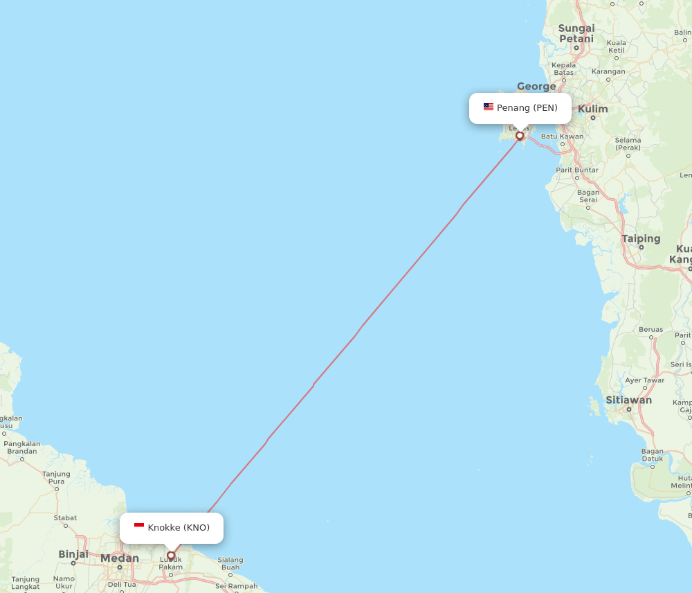 PEN to KNO flights and routes map