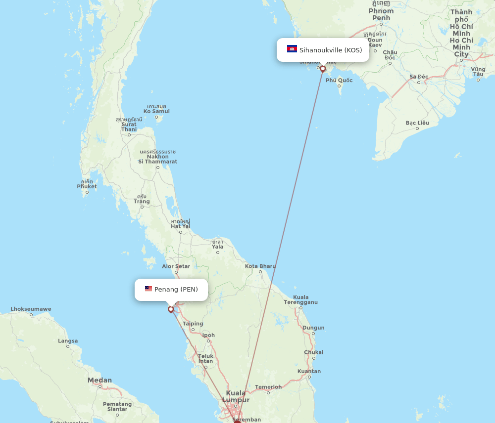 PEN-KOS flight routes