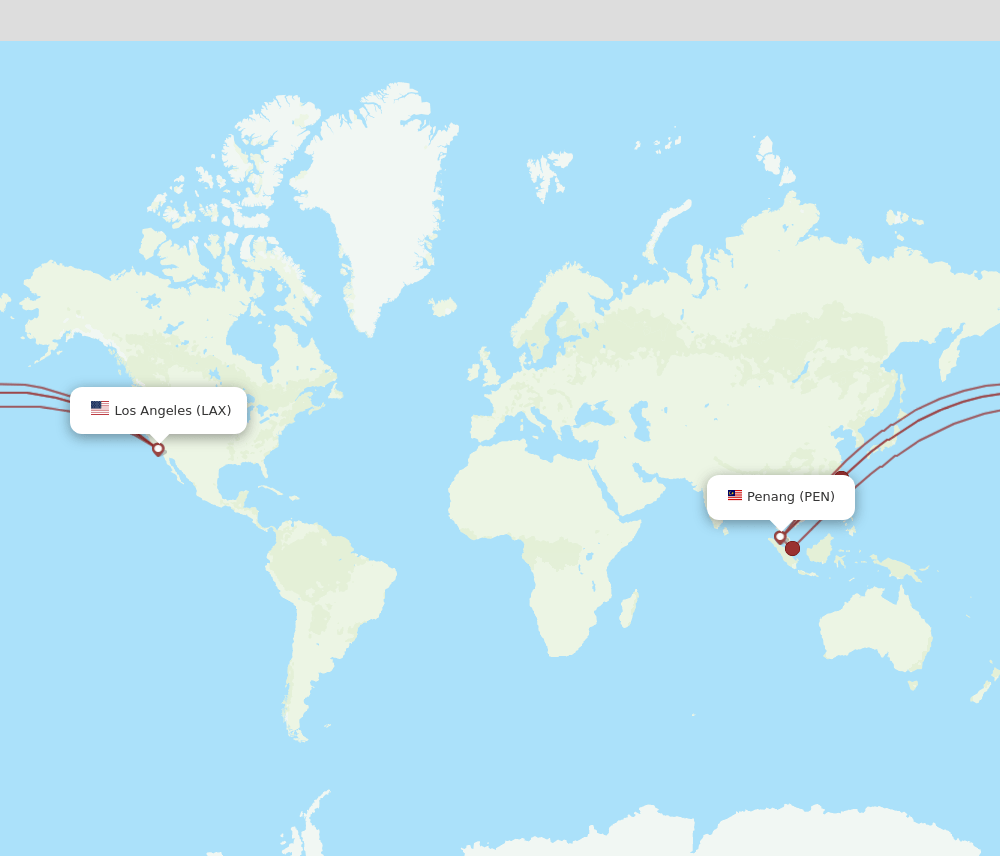 PEN to LAX flights and routes map