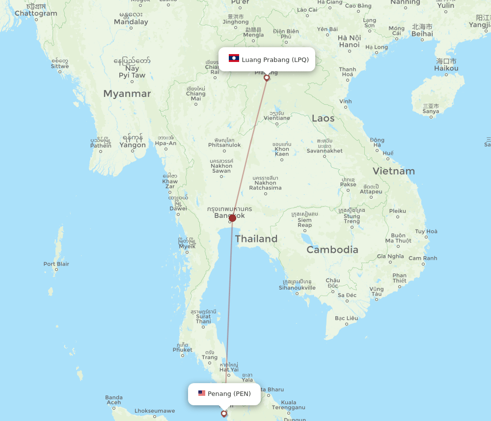 PEN-LPQ flight routes