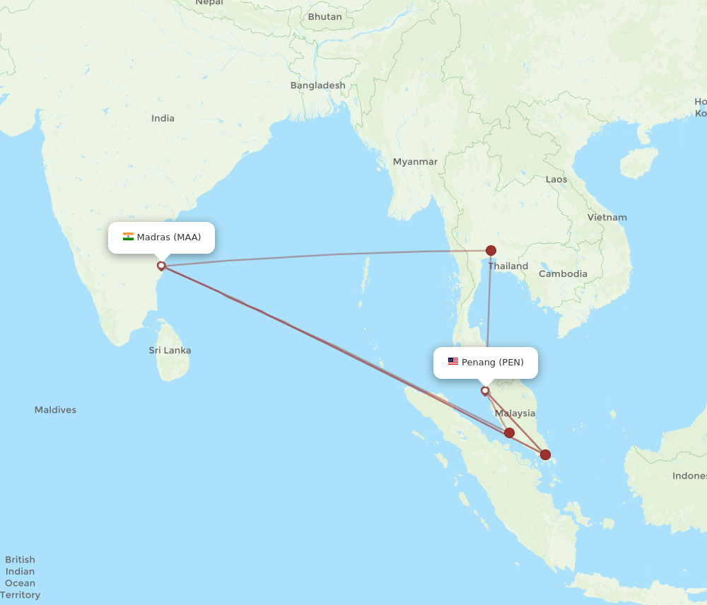 PEN-MAA flight routes