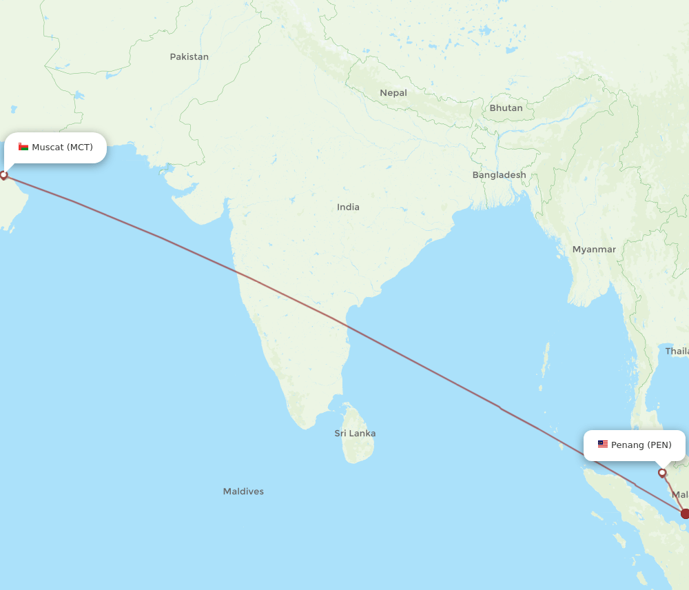 PEN-MCT flight routes
