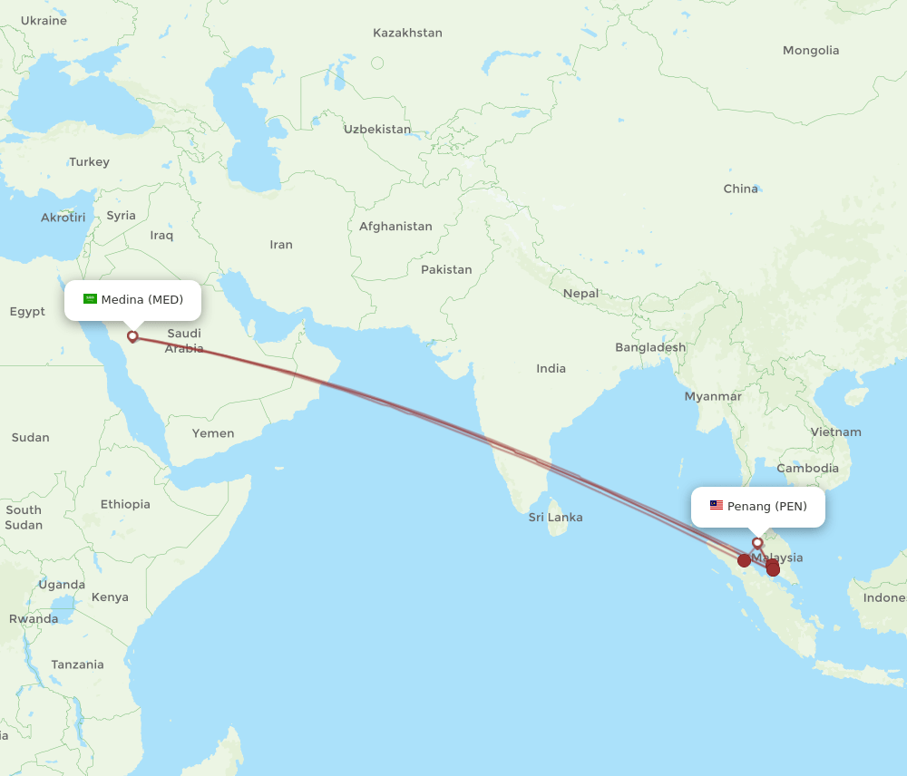 PEN-MED flight routes