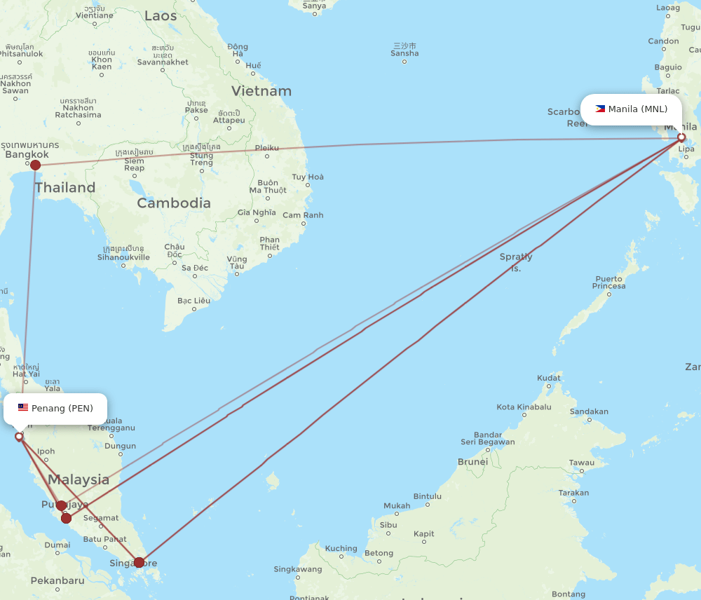 PEN-MNL flight routes