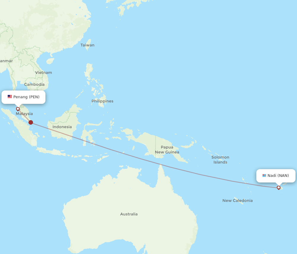 PEN to NAN flights and routes map