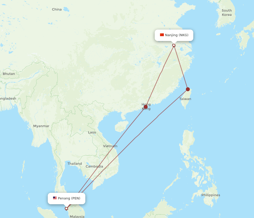 PEN-NKG flight routes