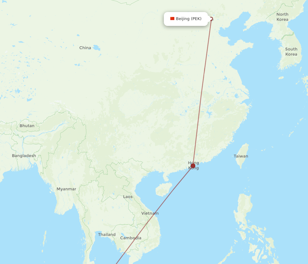 PEN-PEK flight routes