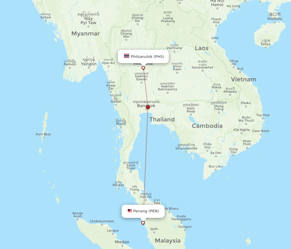 PEN-PHS flight routes