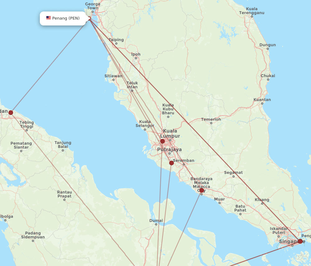 PEN to PKU flights and routes map