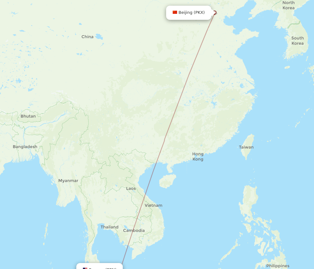 PEN-PKX flight routes