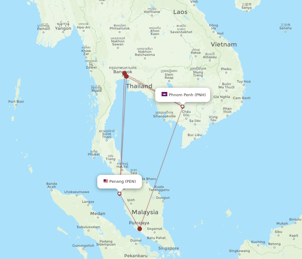PEN-PNH flight routes