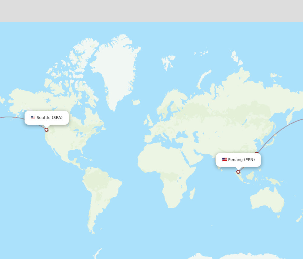 PEN to SEA flights and routes map