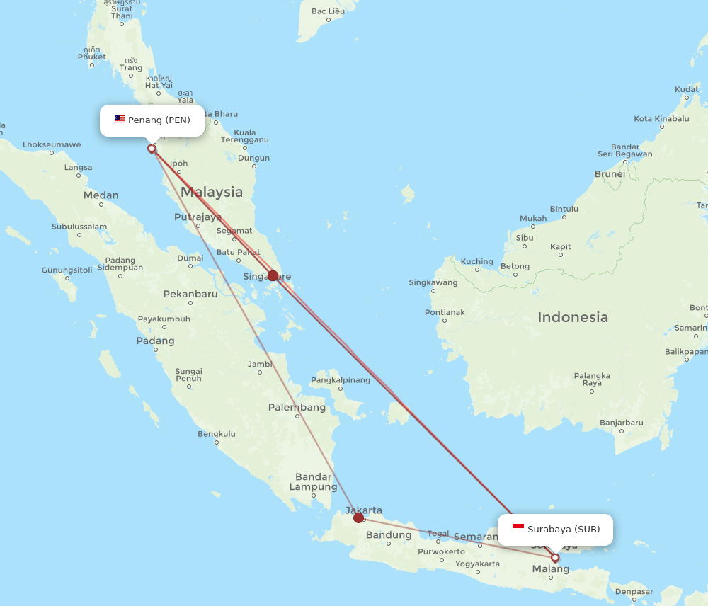 PEN-SUB flight routes