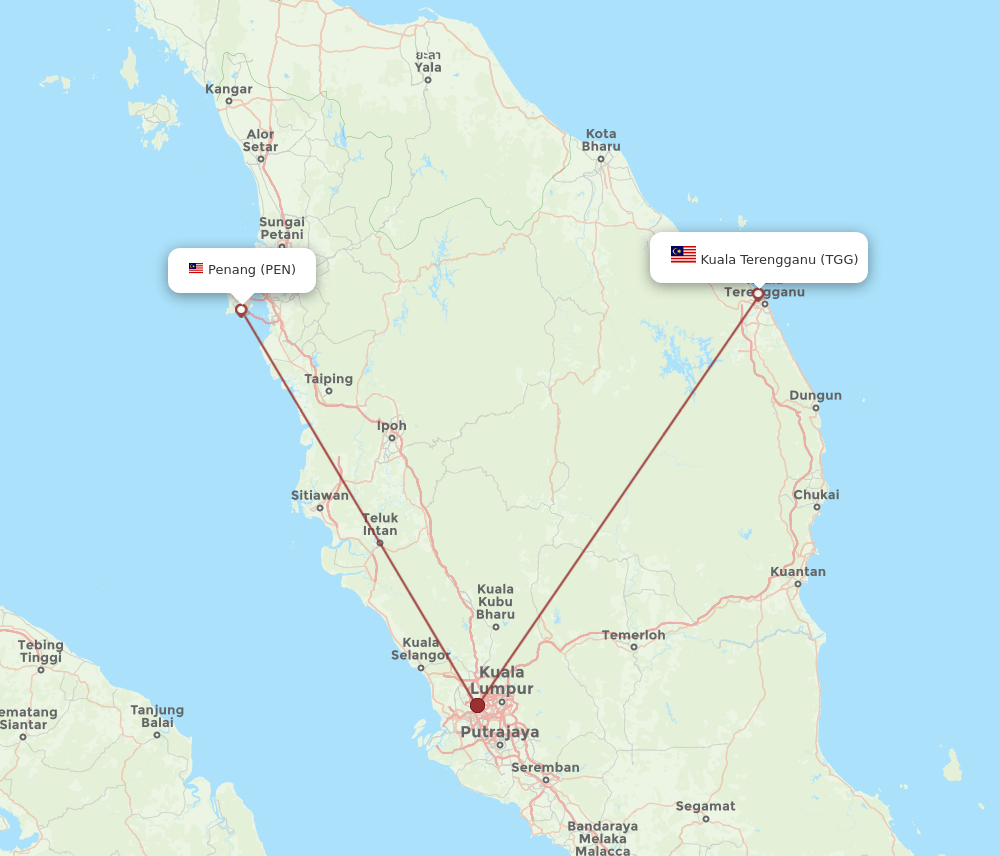PEN-TGG flight routes