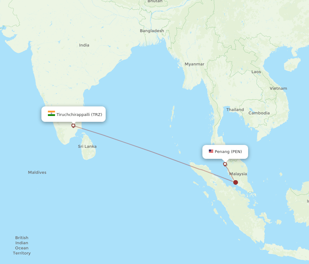 PEN to TRZ flights and routes map