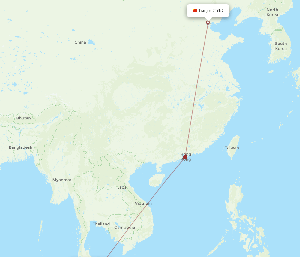 PEN-TSN flight routes