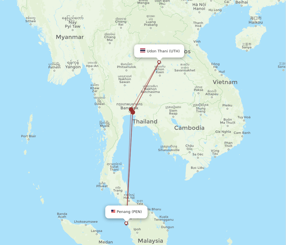 PEN-UTH flight routes