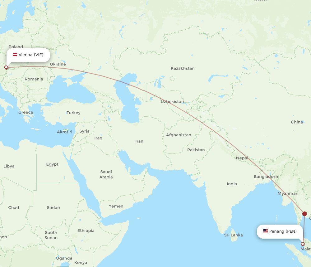 PEN-VIE flight routes