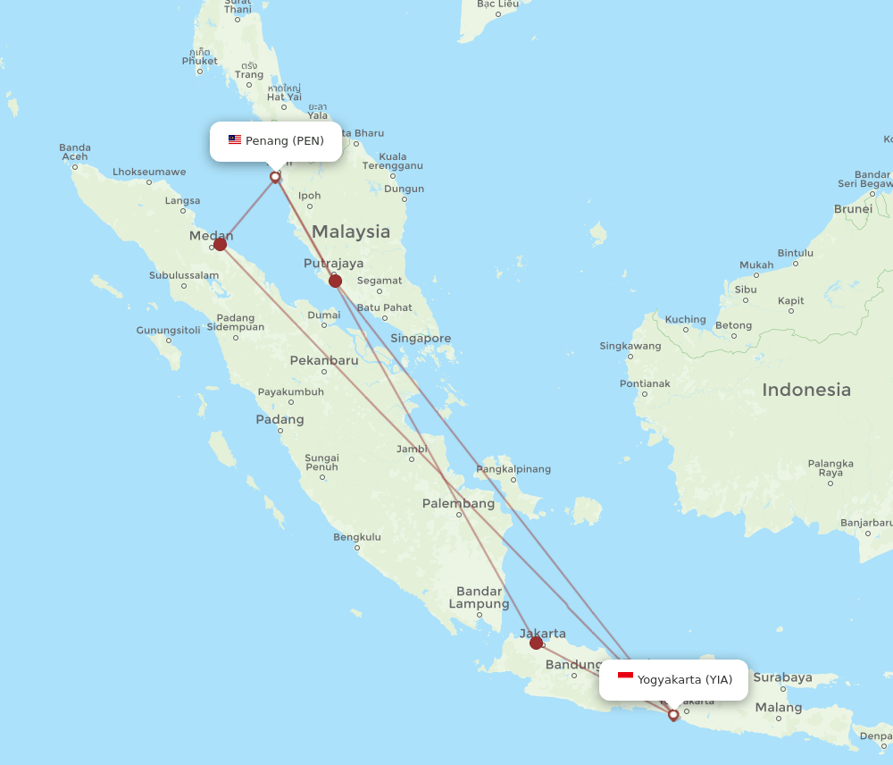 PEN-YIA flight routes
