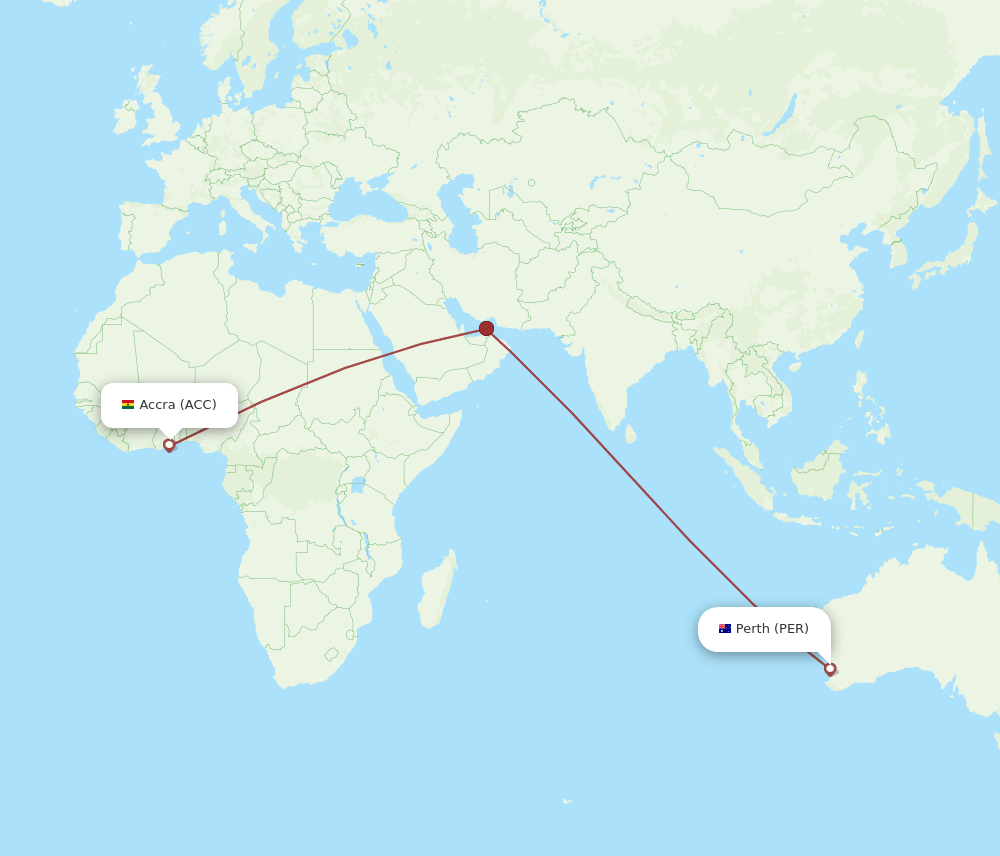 PER to ACC flights and routes map
