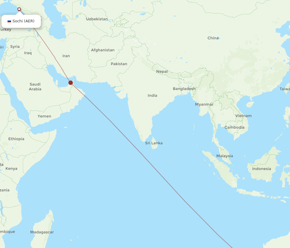 PER-AER flight routes