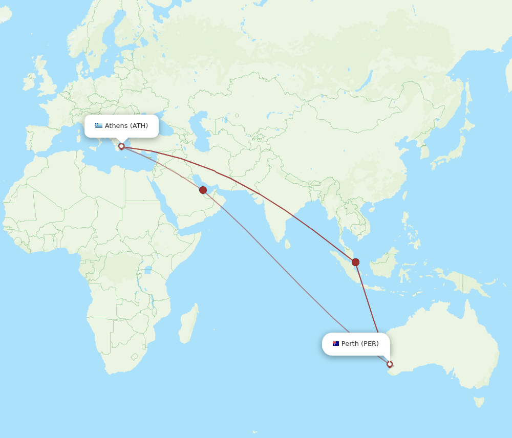 PER-ATH flight routes