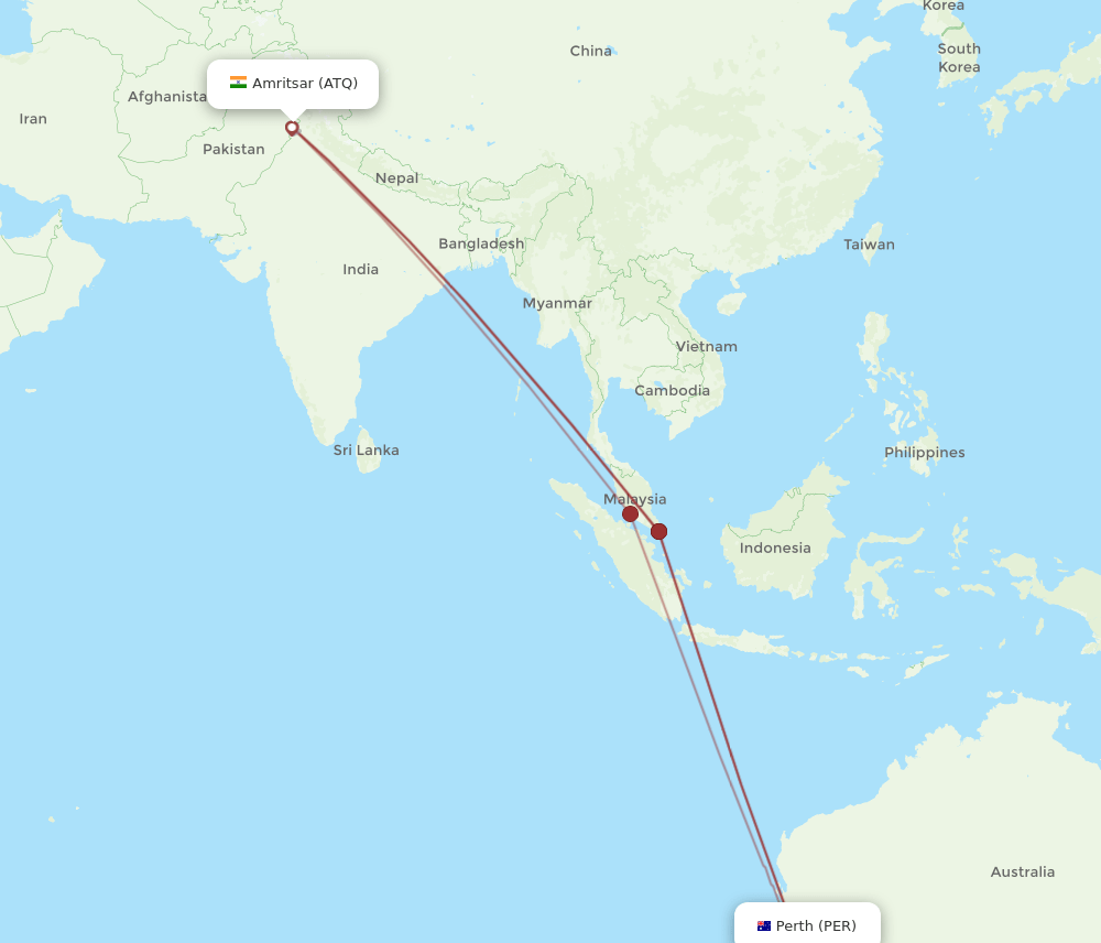 PER to ATQ flights and routes map